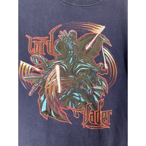 Vintage Star Wars Darth/Lord Vader Graphic Tee Navy Blue Short Sleeve T-Shirt - Picture 2 of 4
